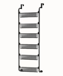 Door Hanging Organiser - Door Shelf with 6 Small Black Baskets