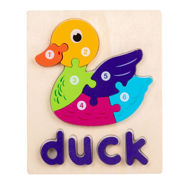 3D Animal Wooden Puzzles Educational Toy for Kids 36+ Months Fish