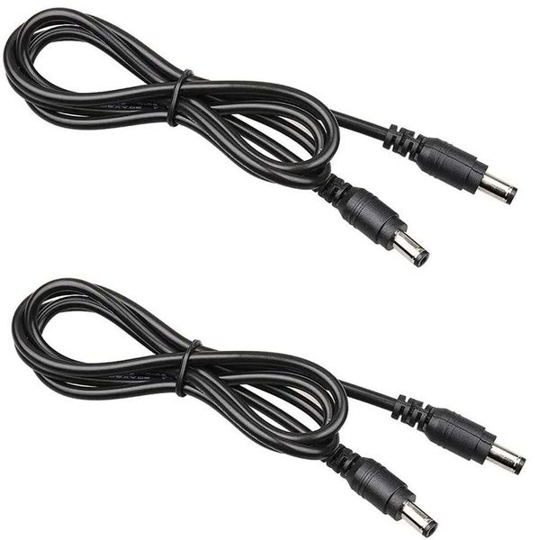 Male to Male DC 5.5mm x 2.5mm Power Extender Cable - 50cm - 2 Pack