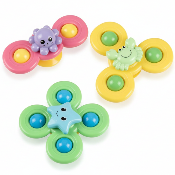 Baby Toy Edu Suction Spinner - 3 Pieces