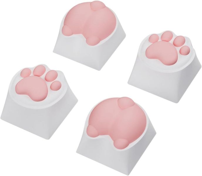 4pcs Cat Paw Keycaps Mechanical Keyboard Key Caps Cute Design Easy