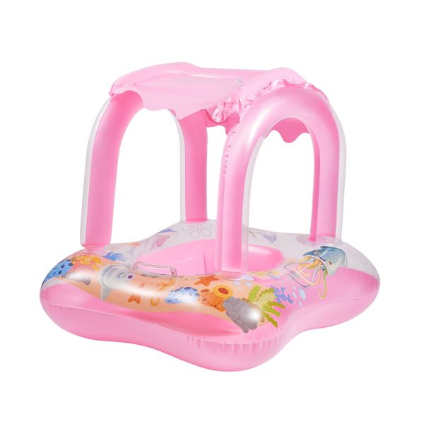 Kids, Baby Inflatable Boat with Canopy - Swim Pool Ring Floaties - 81cm x 66cm