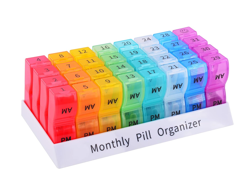 Monthly Pill Organizer 2 Times a Day 31 Days AM PM Pill Case Pill Organizer