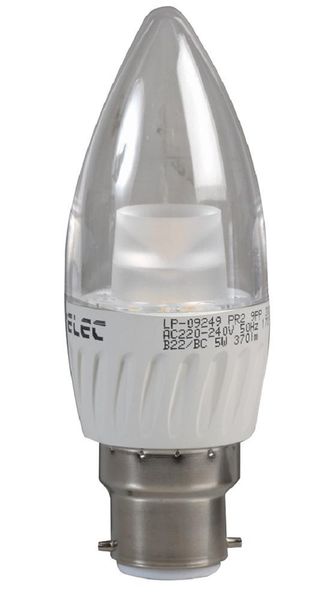 Pro Elec (PEL00162) LED Light Bulb, Candle, B22, Daylight White