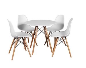 Modern Round White Table With 4 Chairs
