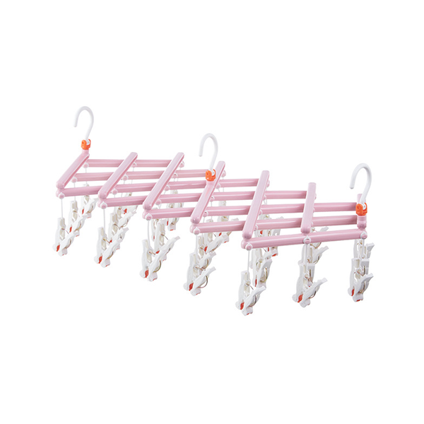 29 Clips Laundry Drying Rack Foldable Hanging Dryer Travel Hanger - Pink