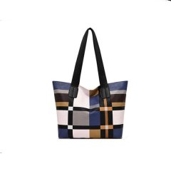 Yellow Striped Plaid Women's Shoulder Bag