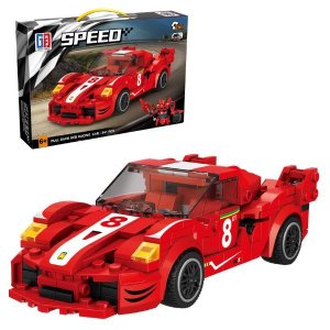 Speed Racing Car Building Blocks Red 341 Pcs 2-in-1 Ages 6+