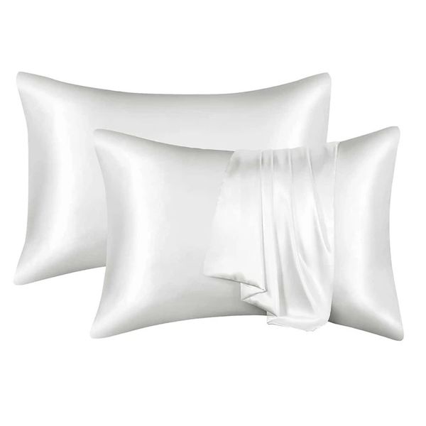 Sukari - White Satin Pillowcases - Set of 2
