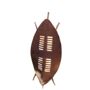 Large Dark Brown and White Zulu Traditional Cultural Shield - Isihlangu