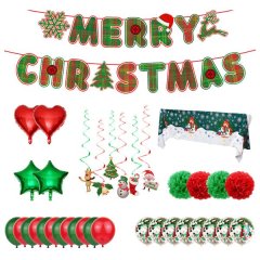 31pcs Christmas Party Themed Banner Balloon Table Decoration Ornament Set