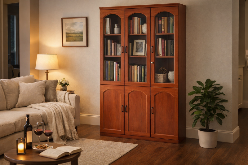 3-Door Walnut Office Filling Cabinet