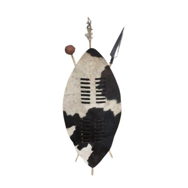 90cm Genuine Cowhide Zulu Shield with Spear and Knobkerrie