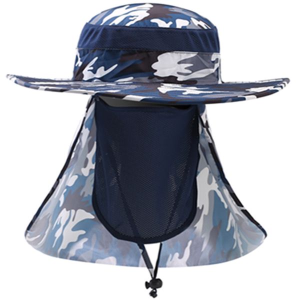 Breathable Wide Brim UV Protection Sun Hat - Navy Blue