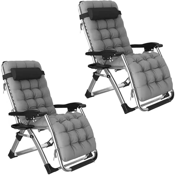 TOXIYA Foldable Lounge Chair with Removable Back Cushion Set of 2