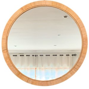 Boho Inspired Rattan Framed Round Mirror - 60cm Diameter