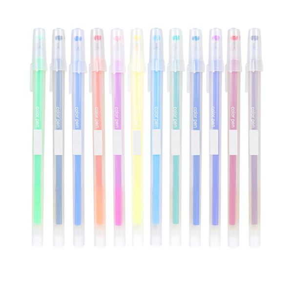 12 Piece - Vibrant Gel Pen Set With 0.5mm Fine Tip - Multicolor