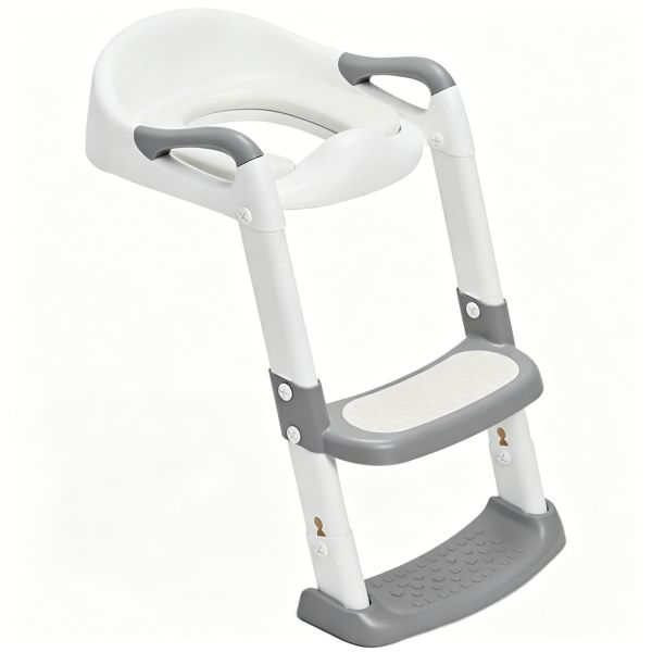 Kids Potty Training Seat with Adjustable Steps, Toddler Toilet Seat - Grey