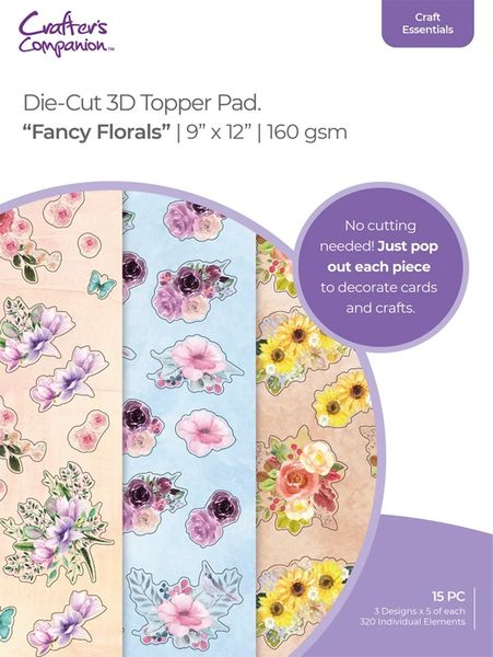 Crafters Companion Die-Cut 3D Topper Pads Fancy Florals - 15 Pages