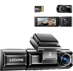 AZDOME M550 4K WiFi Dash Camera , 3-Channel, Dual Front/Rear, 64GB Card Cam