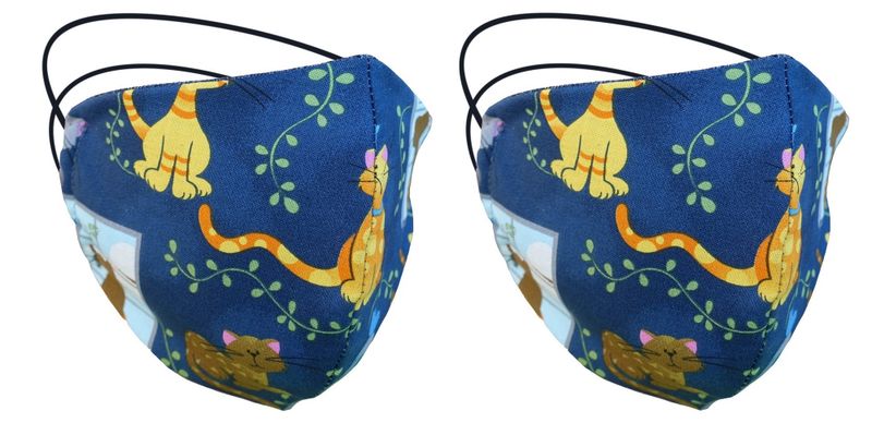 Face Mask Cotton Fabric 2-Pack - Kitty. Washable &amp; Reusable