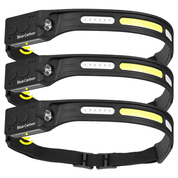 3 Pack LED Rechargeable Headlight Multi-Function Headlamp for camping