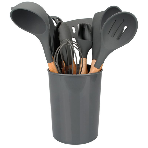 Silicone Utensil Set - 12 Piece - Grey