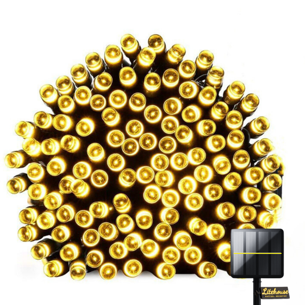 Litehouse Solar 200 LED Weatherproof Fairy Lights - 20m - Warm White
