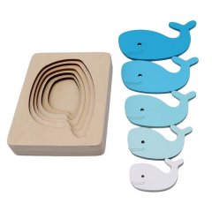 Whale Shape Wooden Multi-layer 3D Puzzle Board Toy