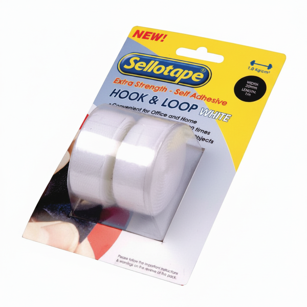Sellotape Extra Strength Hook &amp; Loop 20mm x 1m - 2 Piece