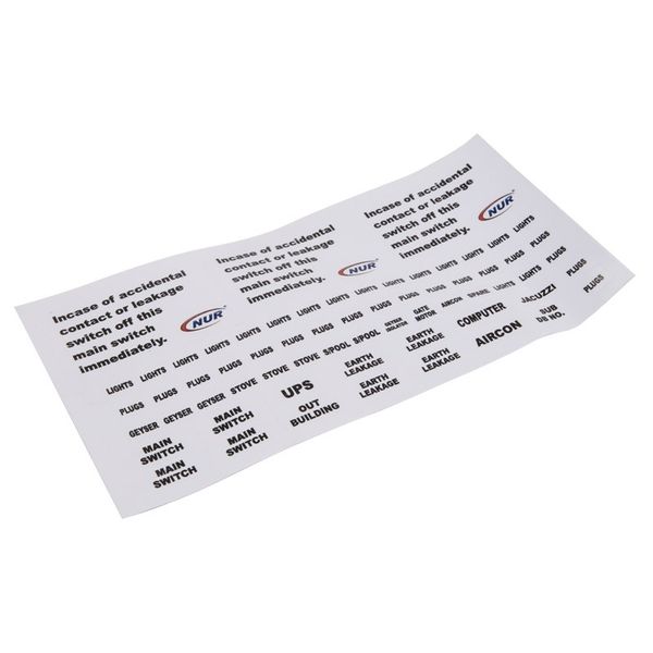 NUR - Distribution Board Accessory Label Sheet - Bulk Pack of 20