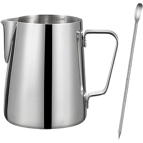 Milk Frothing Pitcher Jug Cup 350ml Stainless Steel and Latte Art Pen Set