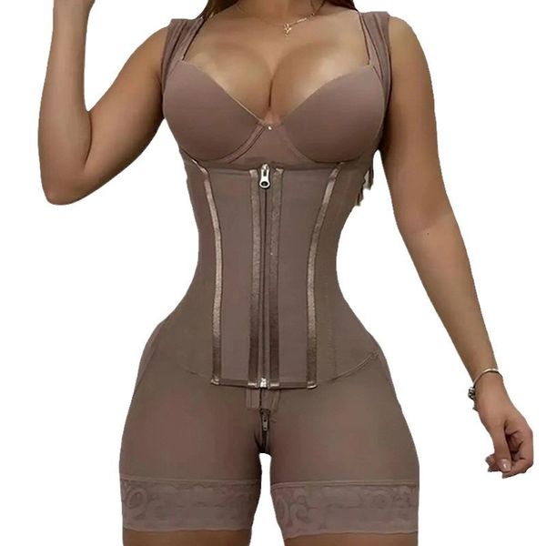 Mesh Body Shaper Corset - Tummy Control Shapewear with Zipper