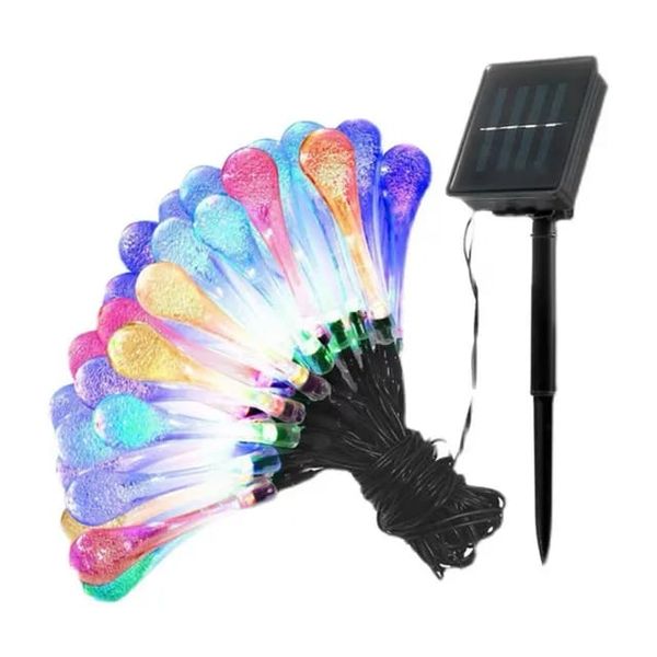 5M Solar Powered Water Drops String Light RGB