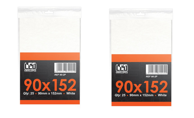 LEO 90 x 152 White Gummed Envelopes - Pack Of 50 Envelopes