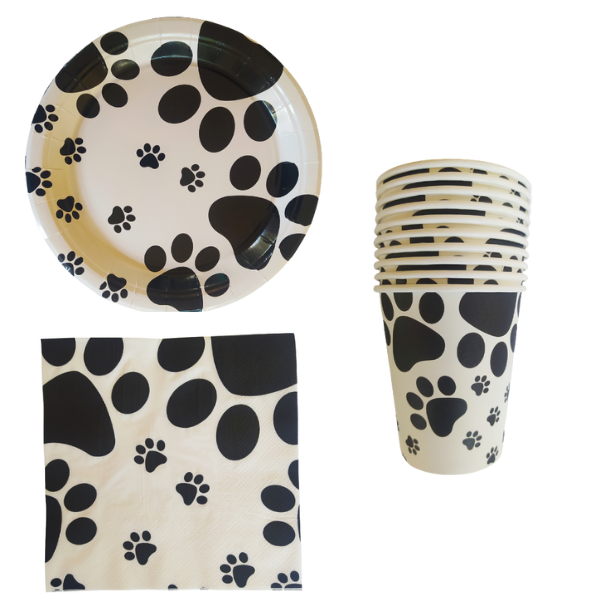 Doggy Paw Themed Party Decor - 40 Piece - Black &amp; White - Birthday