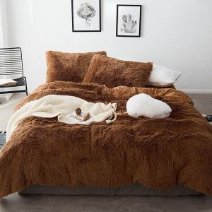 Fluffy Comforter Brown 5 Piece set 152 cm x 204 cm