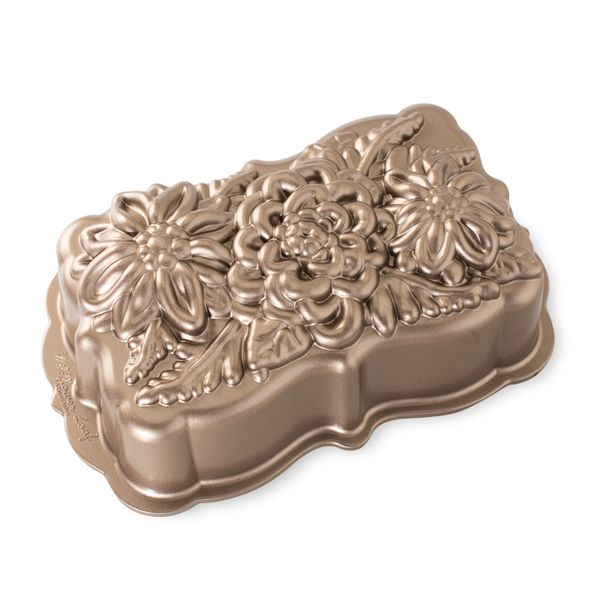 Nordic Ware Toffee Wildflower Loaf Pan 6-cup Durable Aluminum Nonstick