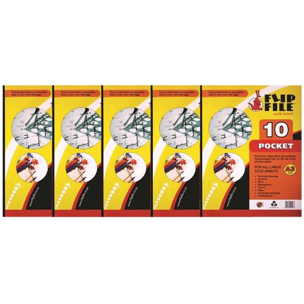 Flip File 10 Pocket Display Book - A3 (Pack of 5)