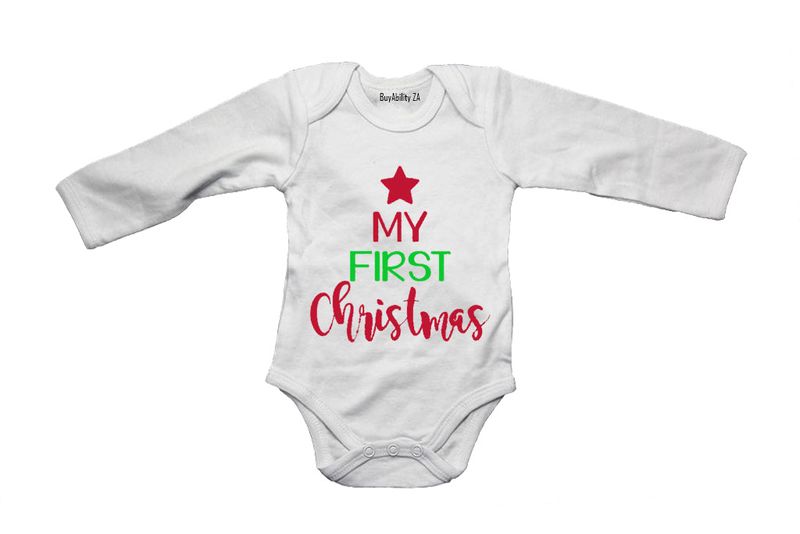 My First Christmas - Tree Design - Long Sleeve - Baby Grow