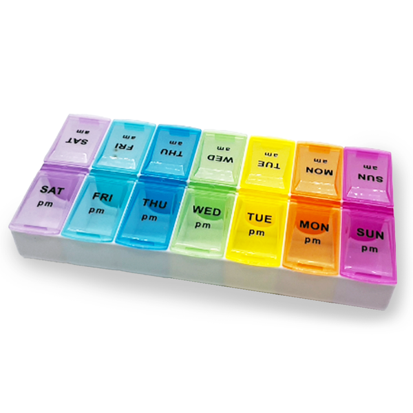 PrismWeek Compact 7 Day AM/PM Pill Organiser Weekly Medication Box