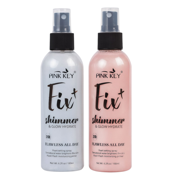 Set of 2 - 180 ml Rose Gold and Pearl Shimmer and Glow Hydrate Setting Spray