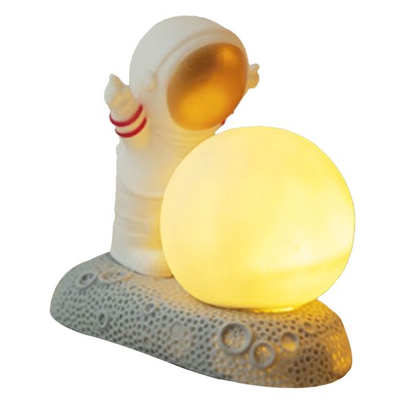 Side Gold Spaceman Moon Night Light: Warm, for Bedroom