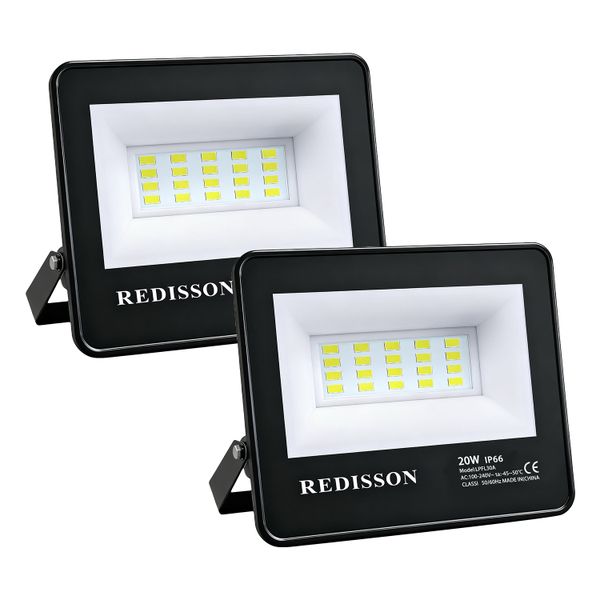 Redisson 2 Pack 20W LED Floodlight IP66 Waterproof Flood Light for Outdoor