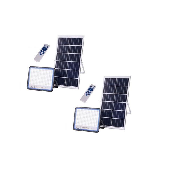 2 Set 100W Solar Powered LED FloodLight With Panel And Remote JT-BS-100W-TF