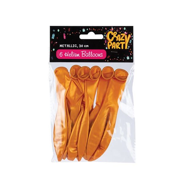 Helium Balloon - 6 Piece - Latex - Metallic Gold - 8 Pack