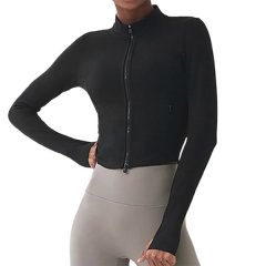 Short-Pocket Zipper Fitness Jacket