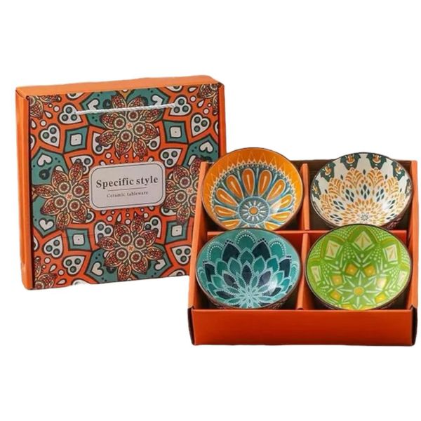 Morrocan Style Bowl Colorful Bowl for Rice Soup Dessert - Set of 4