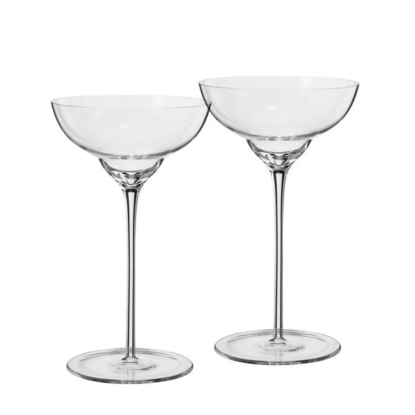 Transparent Crystal Dessert Goblet Margarita Martini Glass Set - 2-Piece