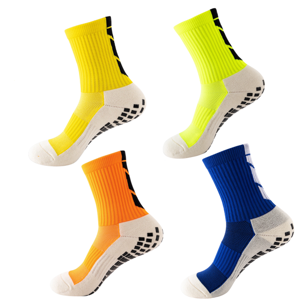 Arfast-Anti-slip Athletic Soccer Sports Socks with Grip Pads 4 Pairs - Dark